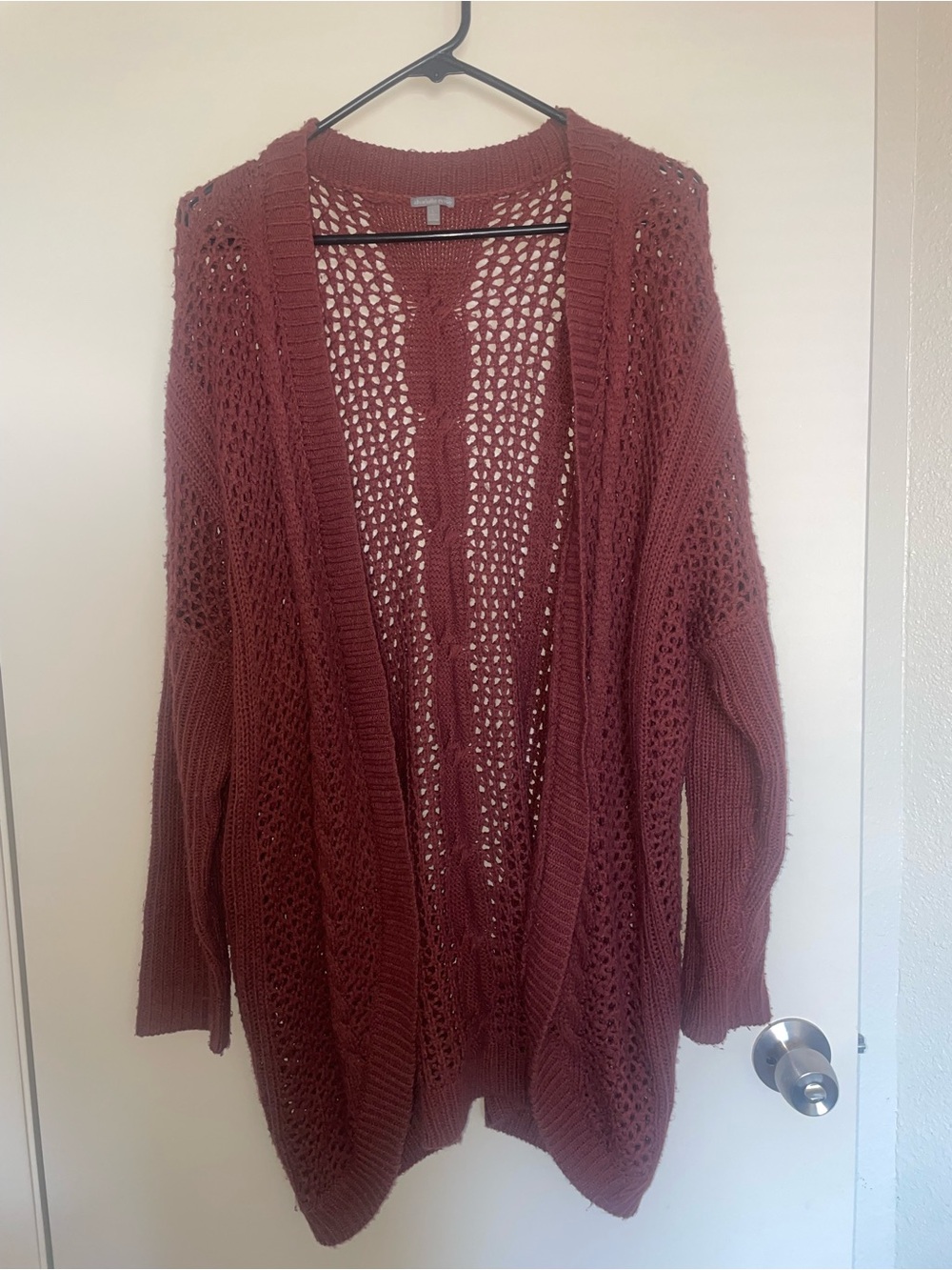 Charlotte Russe Open-Knit Cardigan - Burgundy